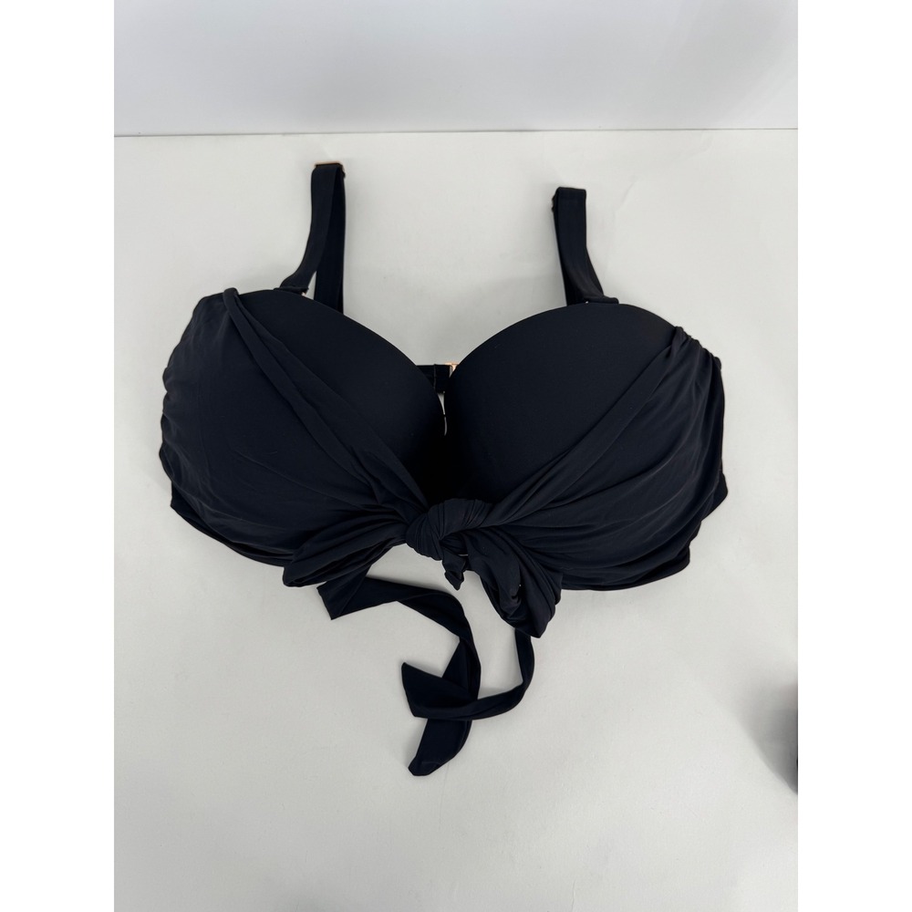 GabiFresh Swimsuits For All Black Twist Front Bikini Top Swimwear Sz 18 G/H